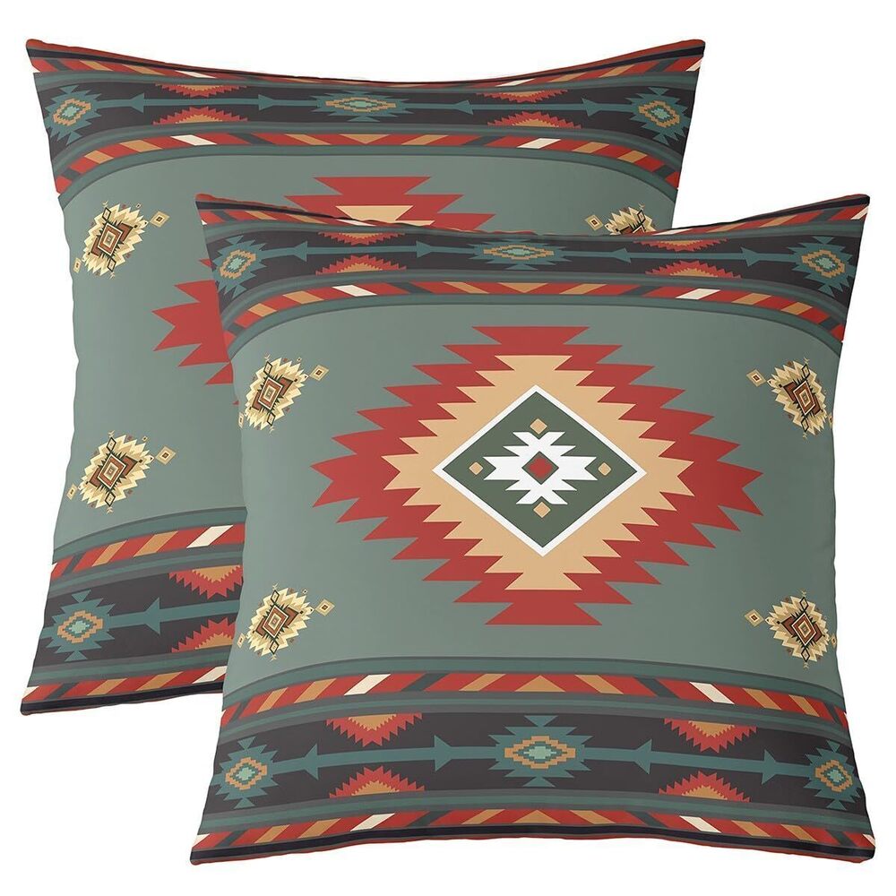 4644 Southwestern Geometric Square Cushion Covers Set of 2 Set 22 x 22-Inch